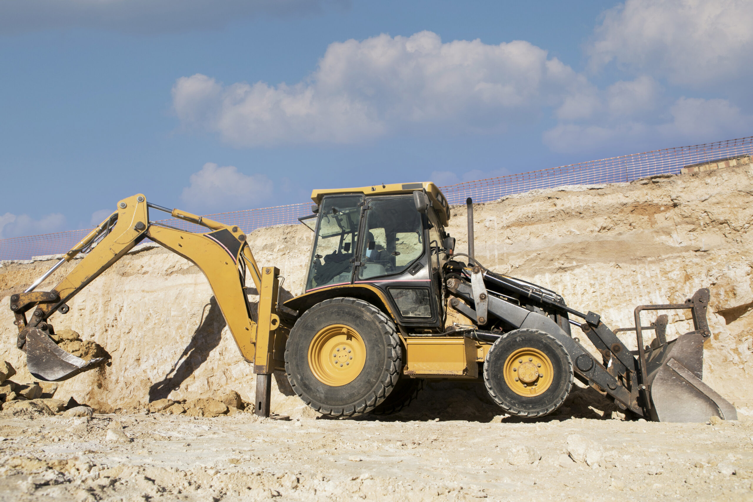 Home heavy excavator digging day light